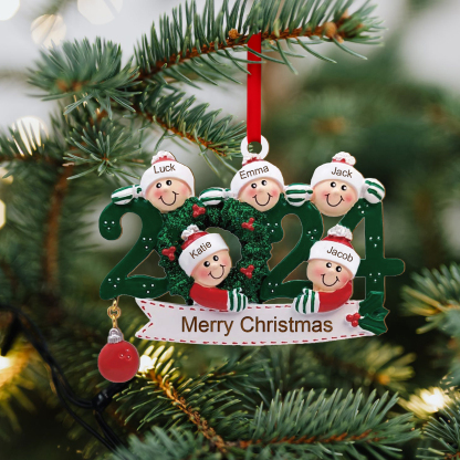 Personalized Christmas Ornament – Custom 5 Names & 1 Text, Wooden Hanging Decoration for Family | Jessemade