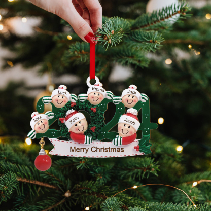 Personalized Christmas Ornament – Custom 6 Names & 1 Text, Wooden Hanging Decoration for Family | Jessemade