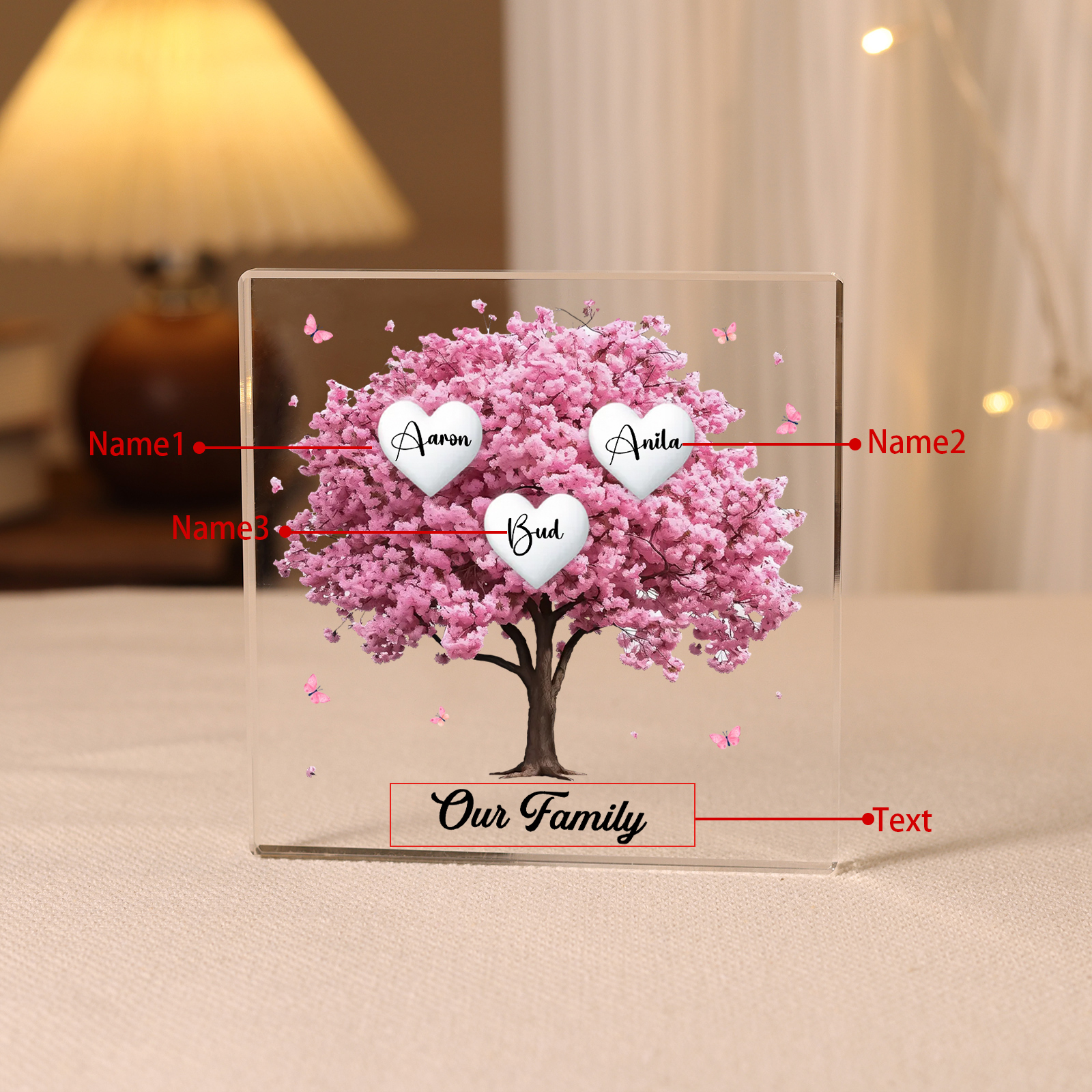 Personalized Family Tree Acrylic Ornaments Customize 6 Names Decorations for Family | Jessmade