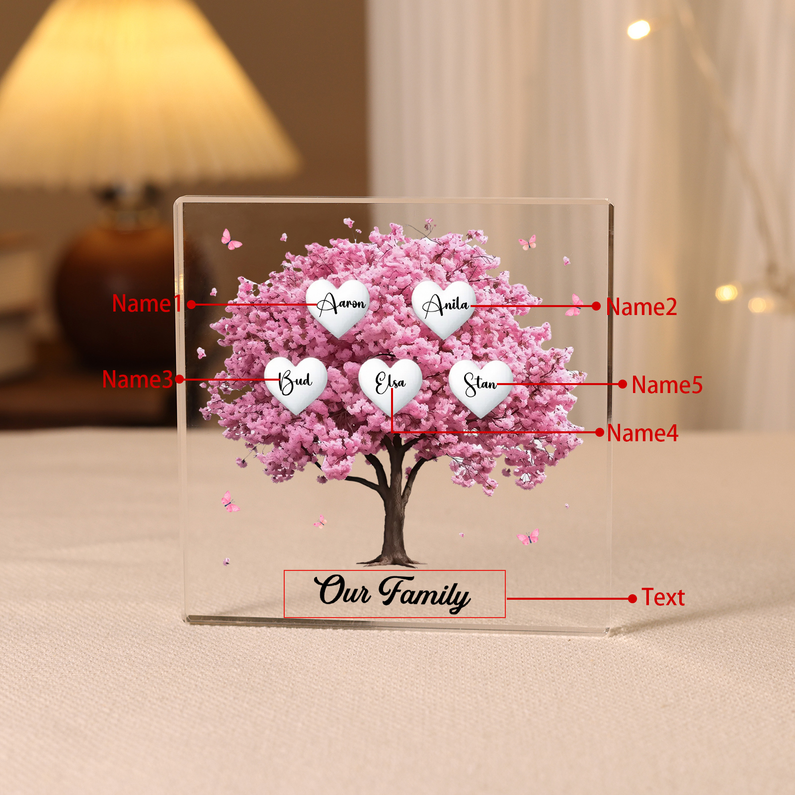 Personalized Family Tree Acrylic Ornaments Customize 6 Names Decorations for Family | Jessmade