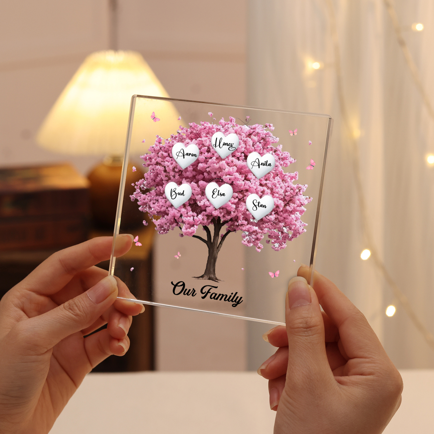 Personalised Family Tree Acrylic Ornaments Customize 6 Names Decorations for Family | Jessmade