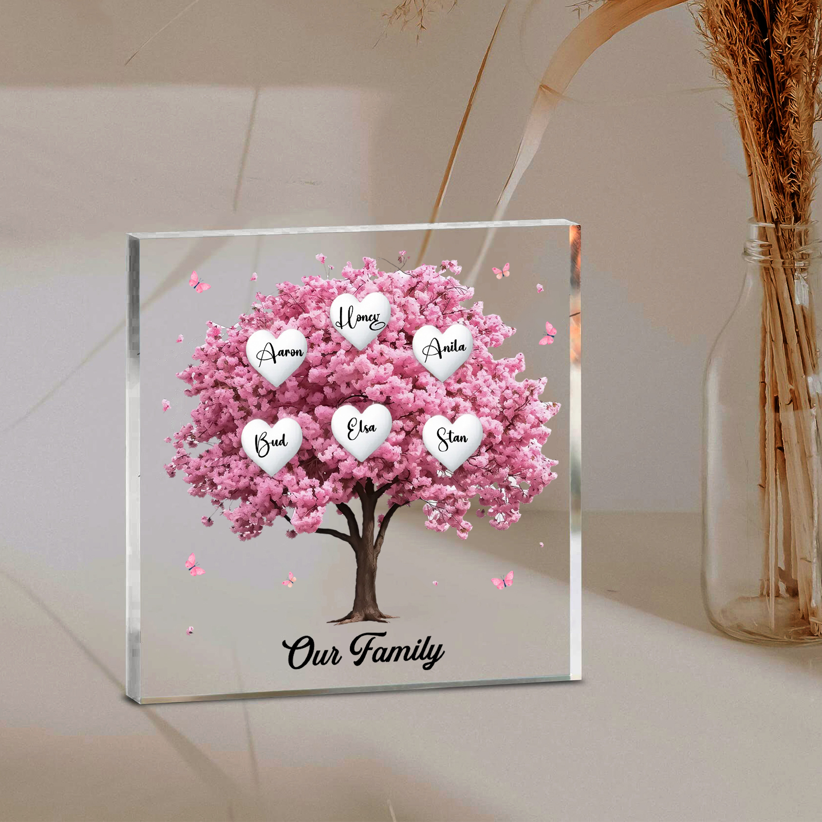 Personalised Family Tree Acrylic Ornaments Customize 6 Names Decorations for Family | Jessmade