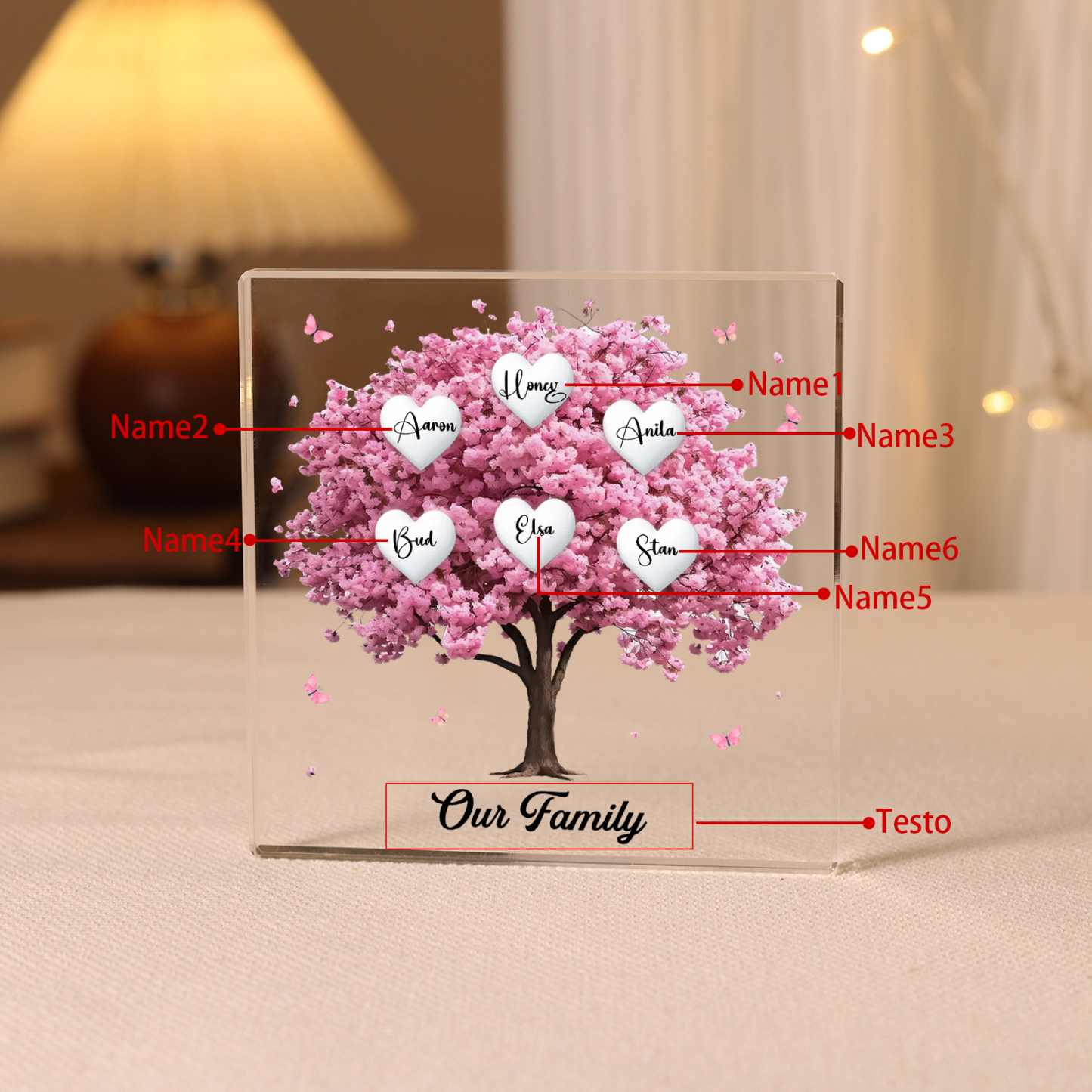 Personalised Family Tree Acrylic Ornaments Customize 6 Names Decorations for Family | Jessmade