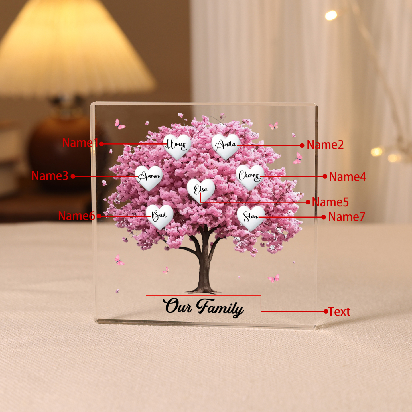Personalized Family Tree Acrylic Ornaments Customize 6 Names Decorations for Family | Jessmade