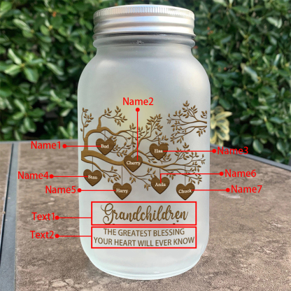 Personalized Family Tree Luminous Wishing Bottle Custom "Grandchildren" Mason Jar Light for Family | Jessmade
