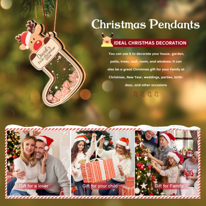 Personalised Reindeer Baby's First Christmas Stocking Shaker Ornament with Custom 6 Texts & 1 Year Christmas Gift for Baby | Jessemade