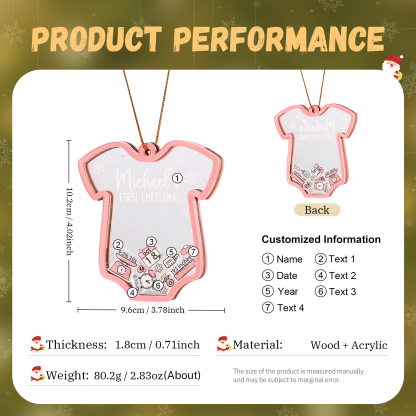 Personalised Baby's First Christmas Ornament - Custom 4 texts & 1 Name & 1 Date & 1 Year Keepsake | Jessemade