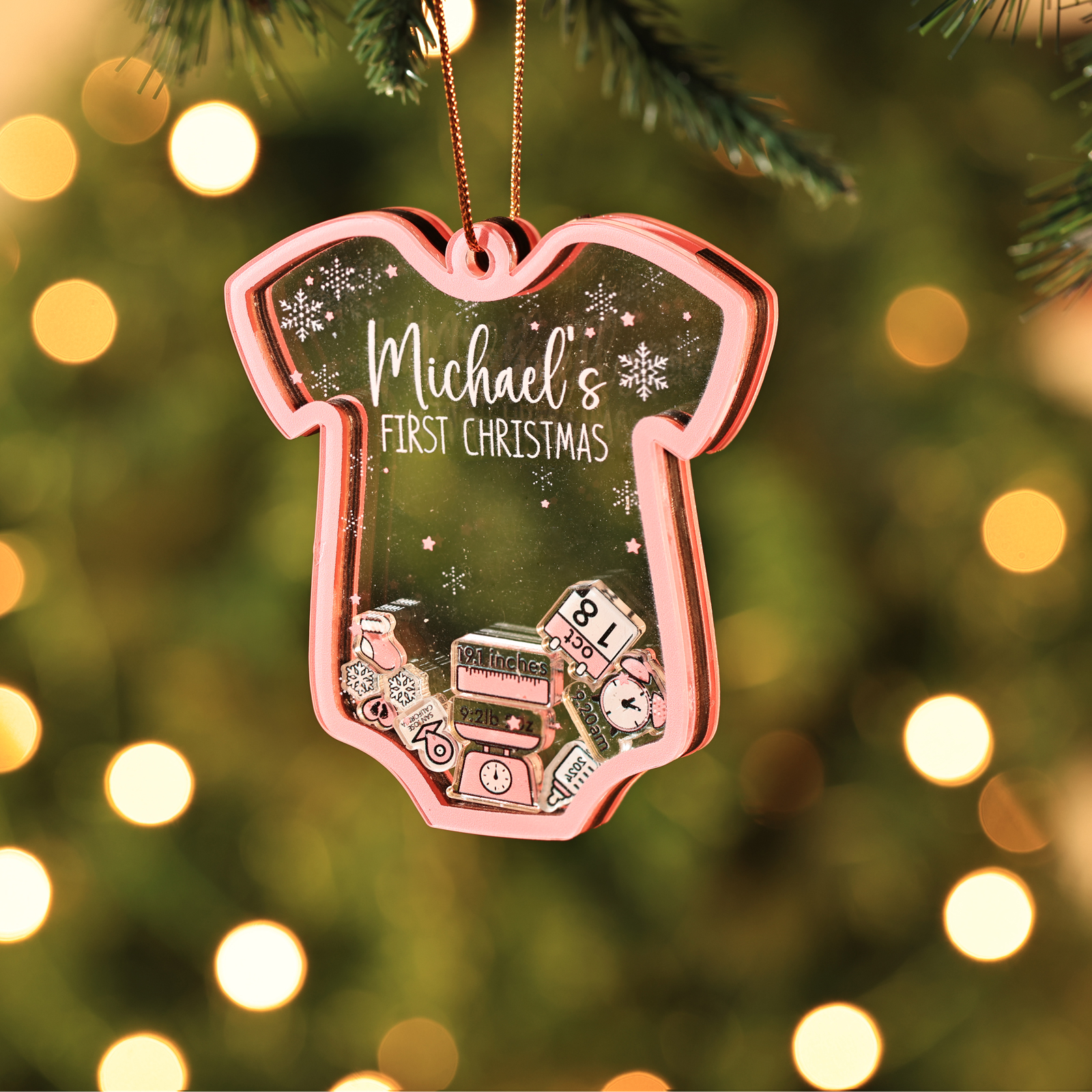 Personalised Baby's First Christmas Ornament - Custom 4 texts & 1 Name & 1 Date & 1 Year Keepsake | Jessemade
