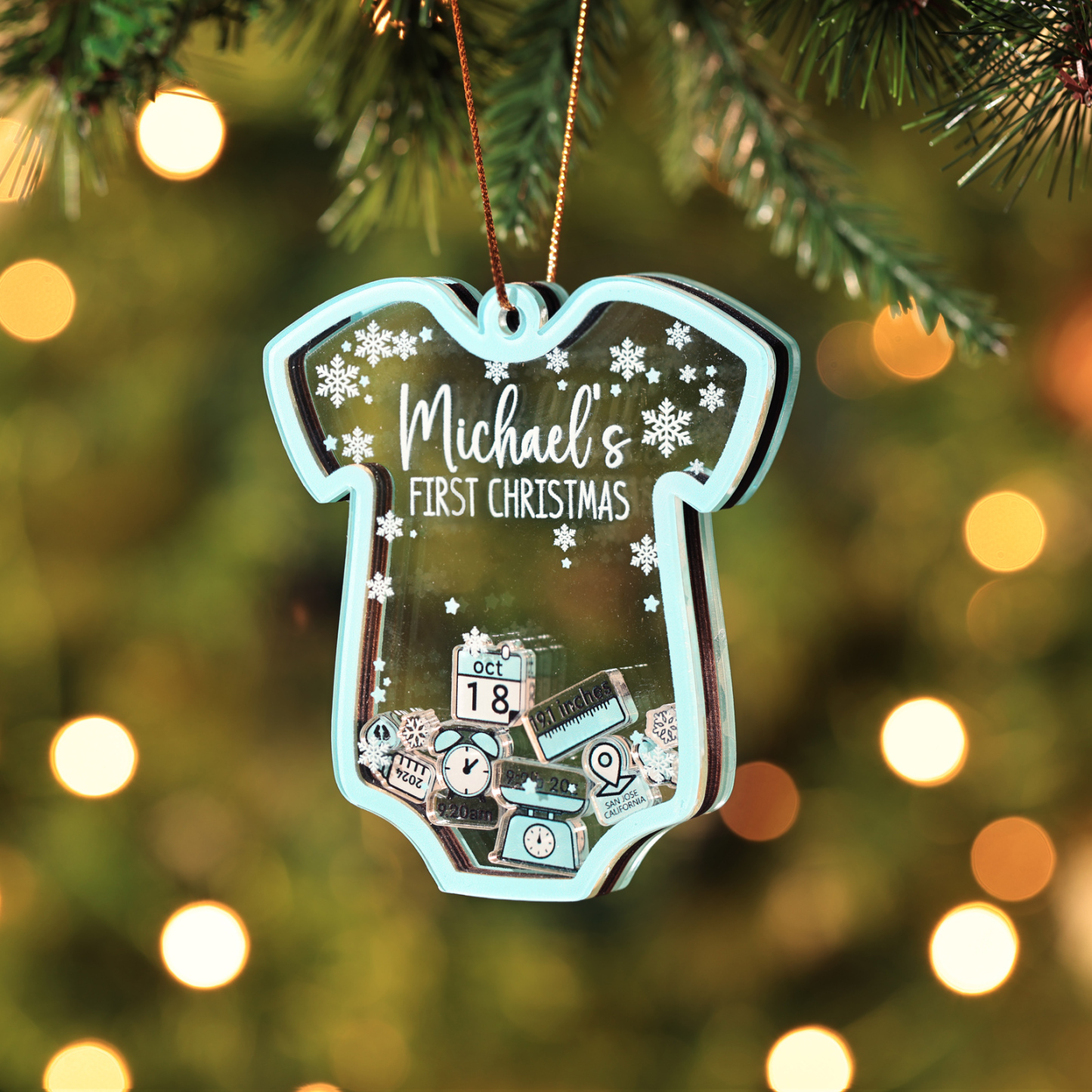 Personalised Baby's First Christmas Ornament - Custom 4 texts & 1 Name & 1 Date & 1 Year Keepsake | Jessemade