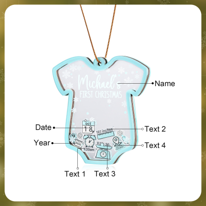 Personalised Baby's First Christmas Ornament - Custom 4 texts & 1 Name & 1 Date & 1 Year Keepsake | Jessemade