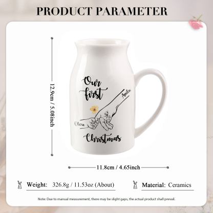 Personalized Ceramic Vase Custom 2 Names First Christmas Anniversary Gift for Her | Jessmade
