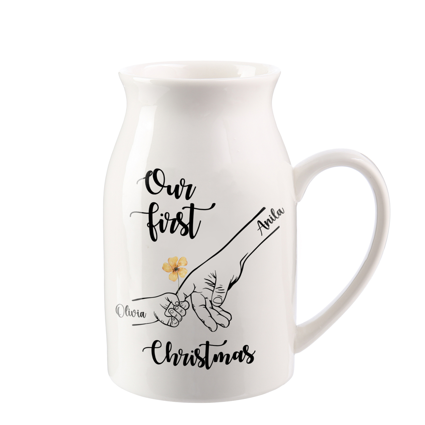 Personalized Ceramic Vase Custom 2 Names First Christmas Anniversary Gift for Her | Jessmade