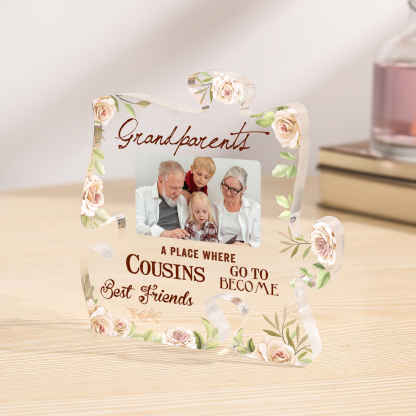 Personalised Acrylic Puzzle Plaque Custom Photo - "Grandparents, Where