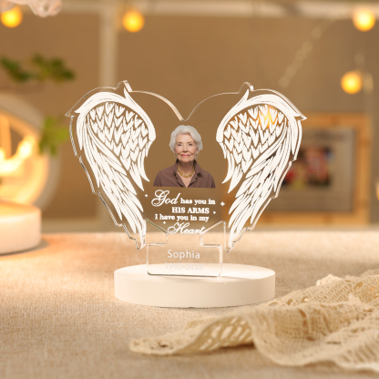 Personalized Memorial Angel Wings Acrylic Ornament – Custom 1 Photo & Name & Date Christmas Memorial Gift| Jessemade