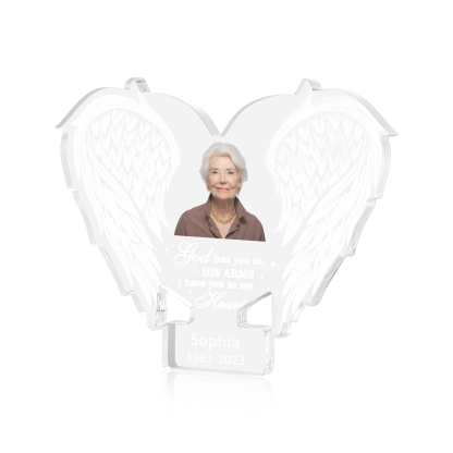 Personalized Memorial Angel Wings Acrylic Ornament – Custom 1 Photo & Name & Date Christmas Memorial Gift| Jessemade