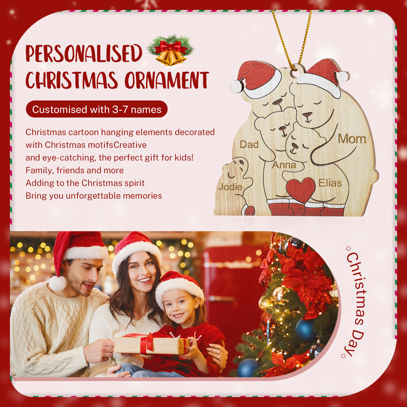 Personalized Family Christmas Ornament with Custom Names Christmas Gift for Loved Ones | Jessemade