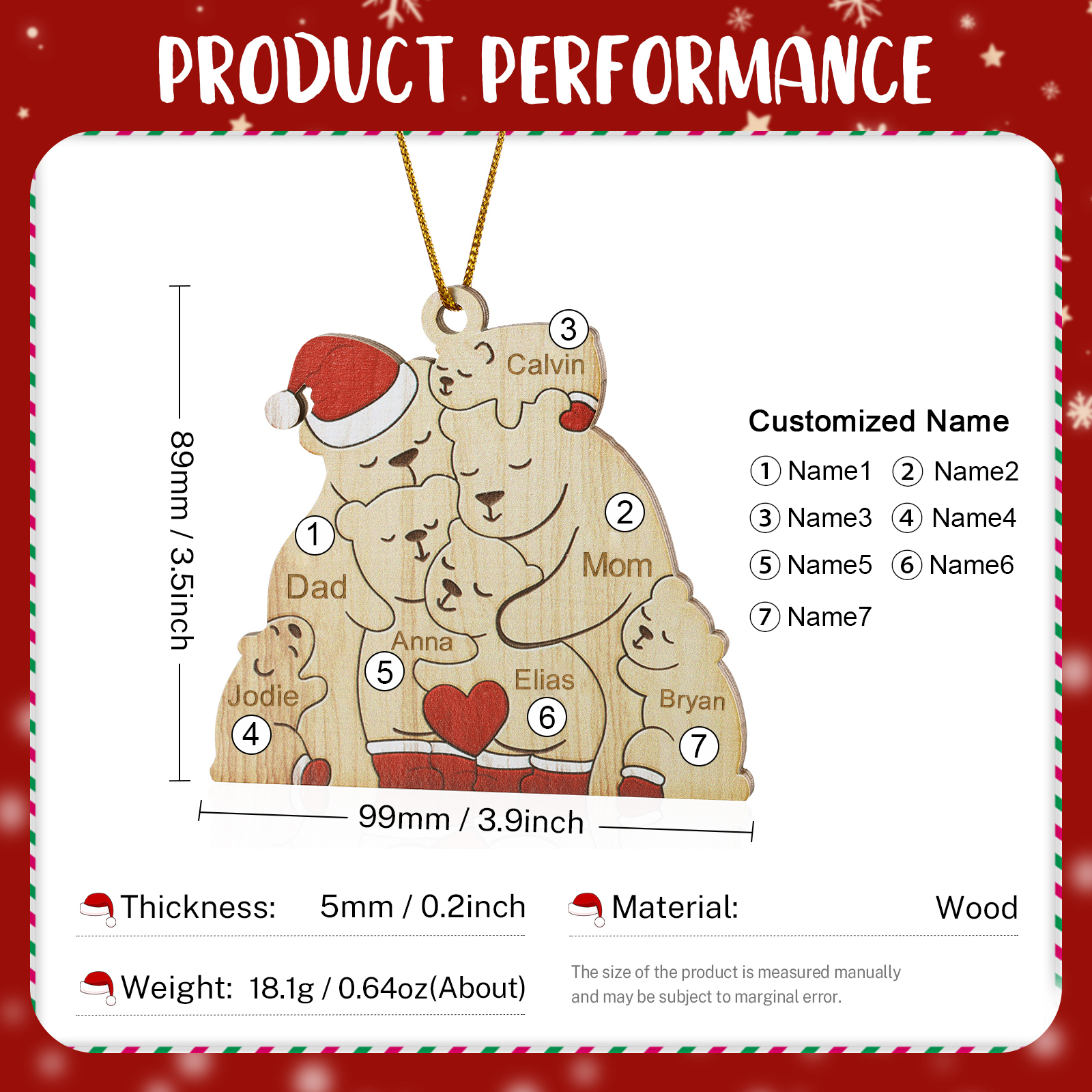 Personalized Family Christmas Ornament with Custom Names Christmas Gift for Loved Ones | Jessemade