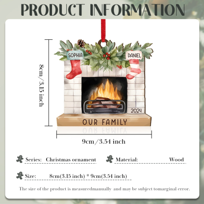 Personalized Family Christmas Hanging Ornament - Custom 2-8 Names & 1 Year & 1 Text Fireplace Decoration for Family | Jessmade