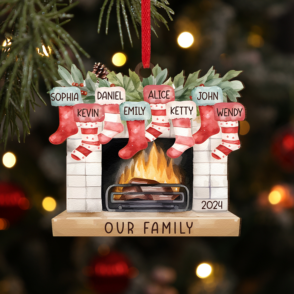 Personalized Family Christmas Hanging Ornament - Custom 2-8 Names & 1 