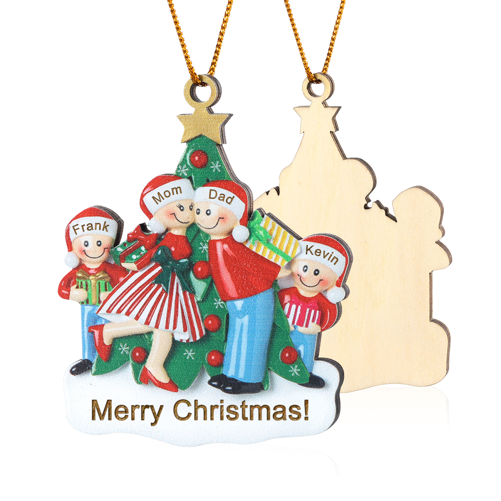 Personalised Wooden Family Christmas Ornament with Custom 2-5 Names Christmas Gift for Family | Jessemade