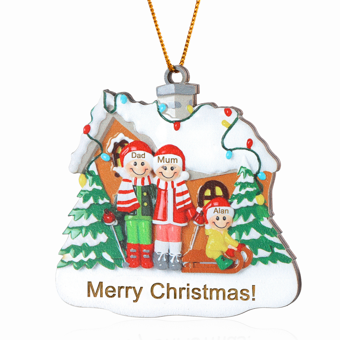 Personalised Wooden Family Christmas Ornament with Custom 3-5 Names Christmas Gift for Family | Jessemade