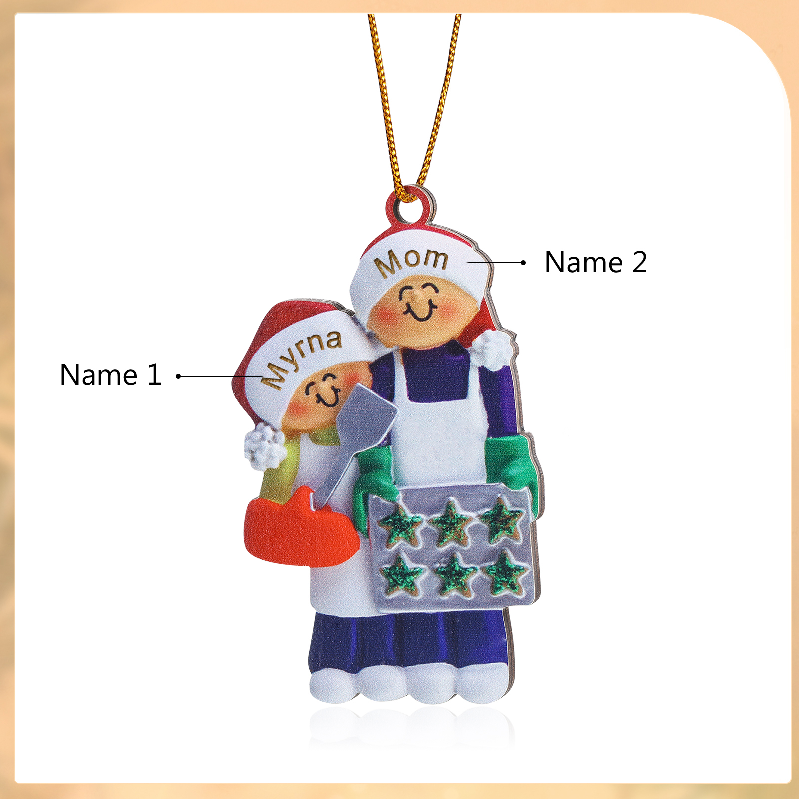 Personalised Family Christmas Ornament - Custom 2-5 Names Wooden Decoration Gift for Family | Jessemade
