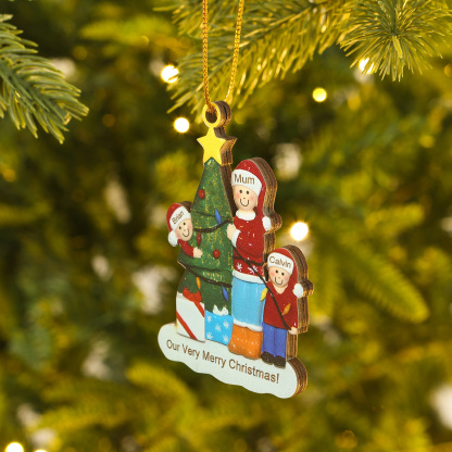 Personalized Wooden Christmas Ornament– Custom 3 Names & 1 Text Christmas Gift for Mum| Jessemade