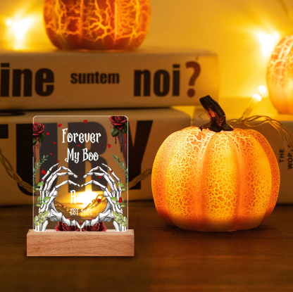 Personalized Halloween Night Light - Custom 2 Names & 1 Text & 1 Date Halloween Gift for Couples | Jessmade