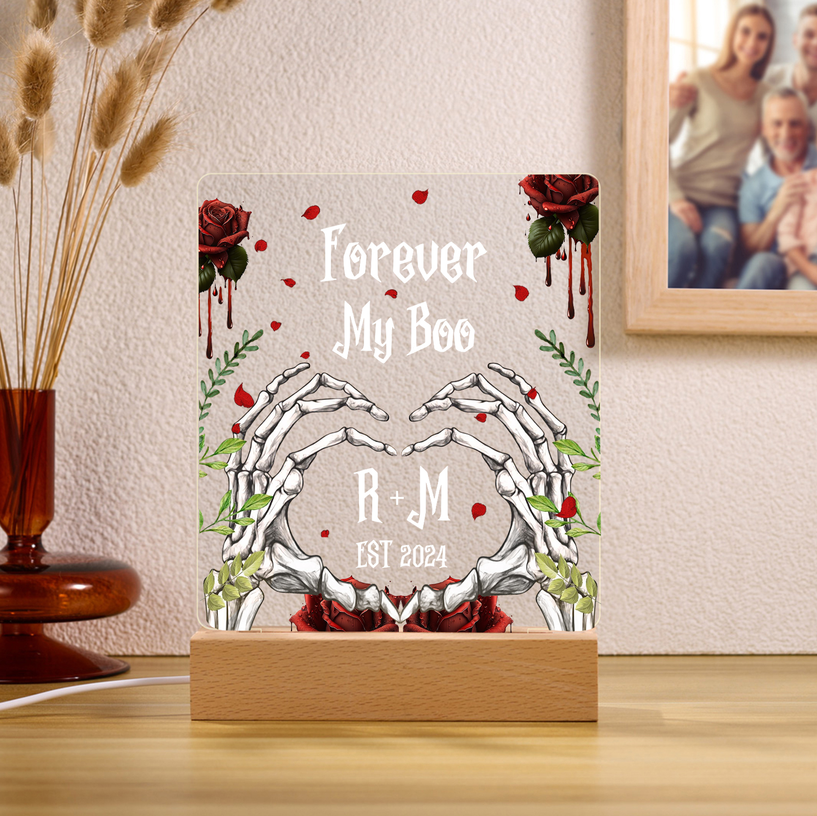 Personalized Halloween Night Light - Custom 2 Names & 1 Text & 1 Date Halloween Gift for Couples | Jessmade