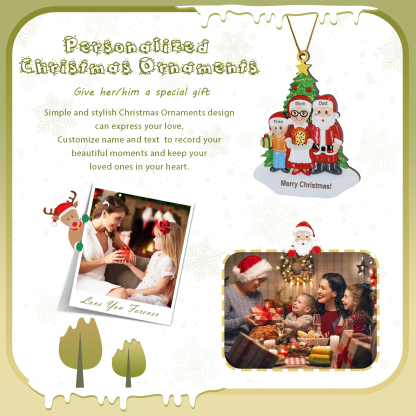 Personalized Wooden Family Wooden Hanging Christmas Ornament with Custom 3-5 Names Christmas Gift for Family | Jessemade