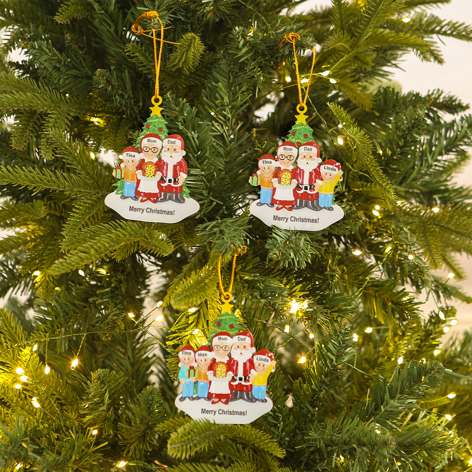 Personalized Wooden Family Wooden Hanging Christmas Ornament with Custom 3-5 Names Christmas Gift for Family | Jessemade