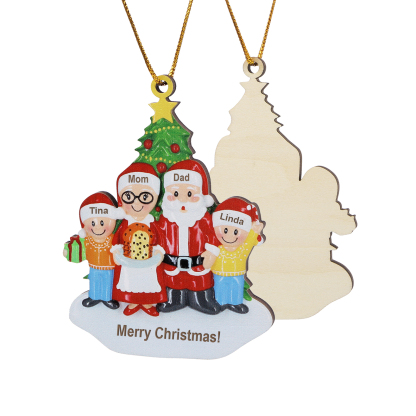 Personalized Wooden Family Wooden Hanging Christmas Ornament with Custom 3-5 Names Christmas Gift for Family | Jessemade
