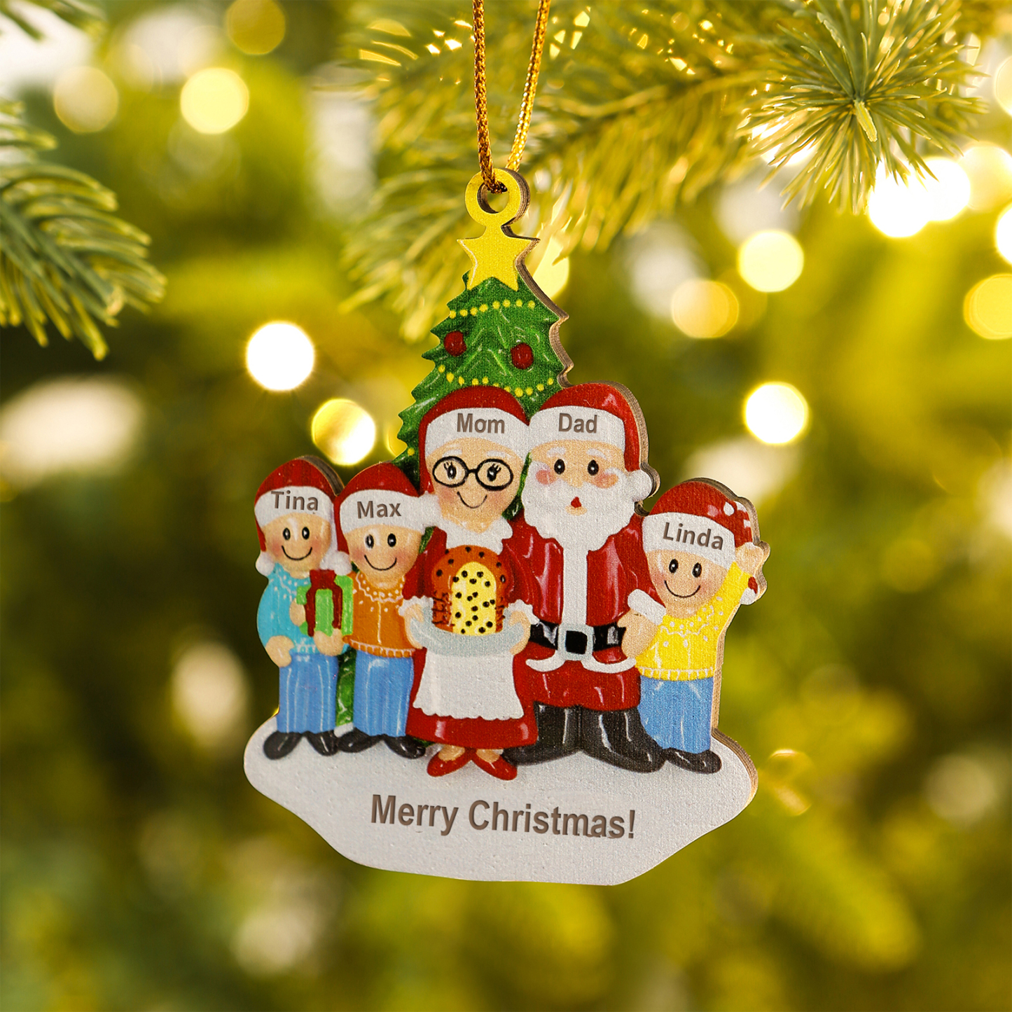Personalized Wooden Family Wooden Hanging Christmas Ornament with Custom 3-5 Names Christmas Gift for Family | Jessemade