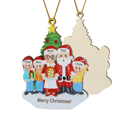 Personalized Wooden Family Wooden Hanging Christmas Ornament with Custom 3-5 Names Christmas Gift for Family | Jessemade