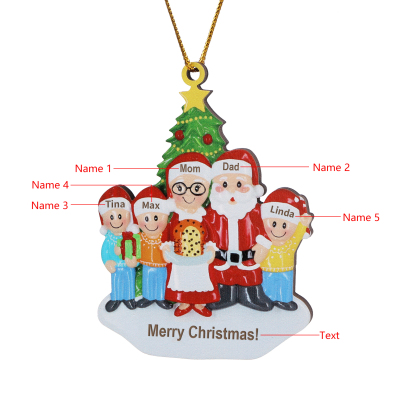 Personalized Wooden Family Wooden Hanging Christmas Ornament with Custom 3-5 Names Christmas Gift for Family | Jessemade