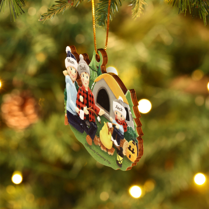Personalised Family Camping Trip Christmas Ornament - Custom 2-6 Names Wood Decoration Christmas Gift for Family | Jessemade