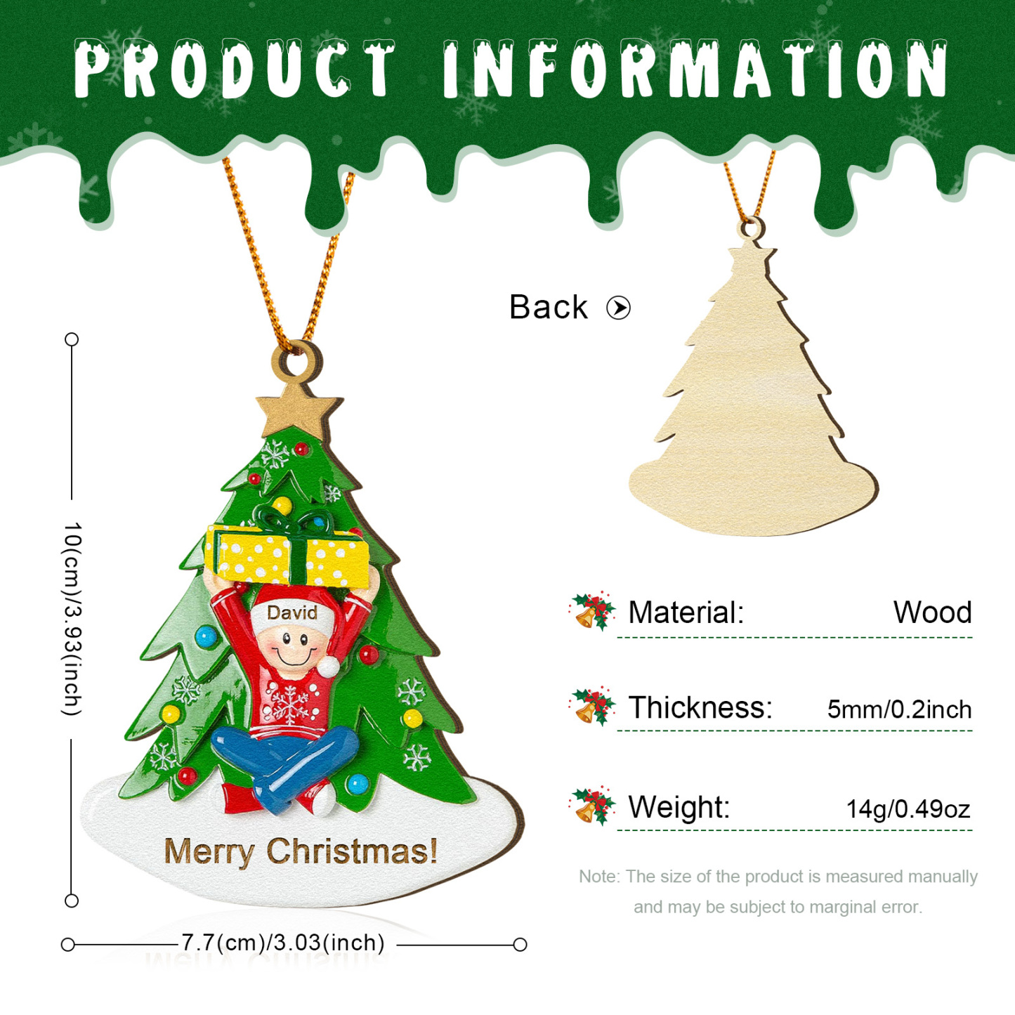 Personalised Christmas Ornament Custom 1-4 Names Family Christmas Tree Decoration Christmas Gift for Family | Jessemade