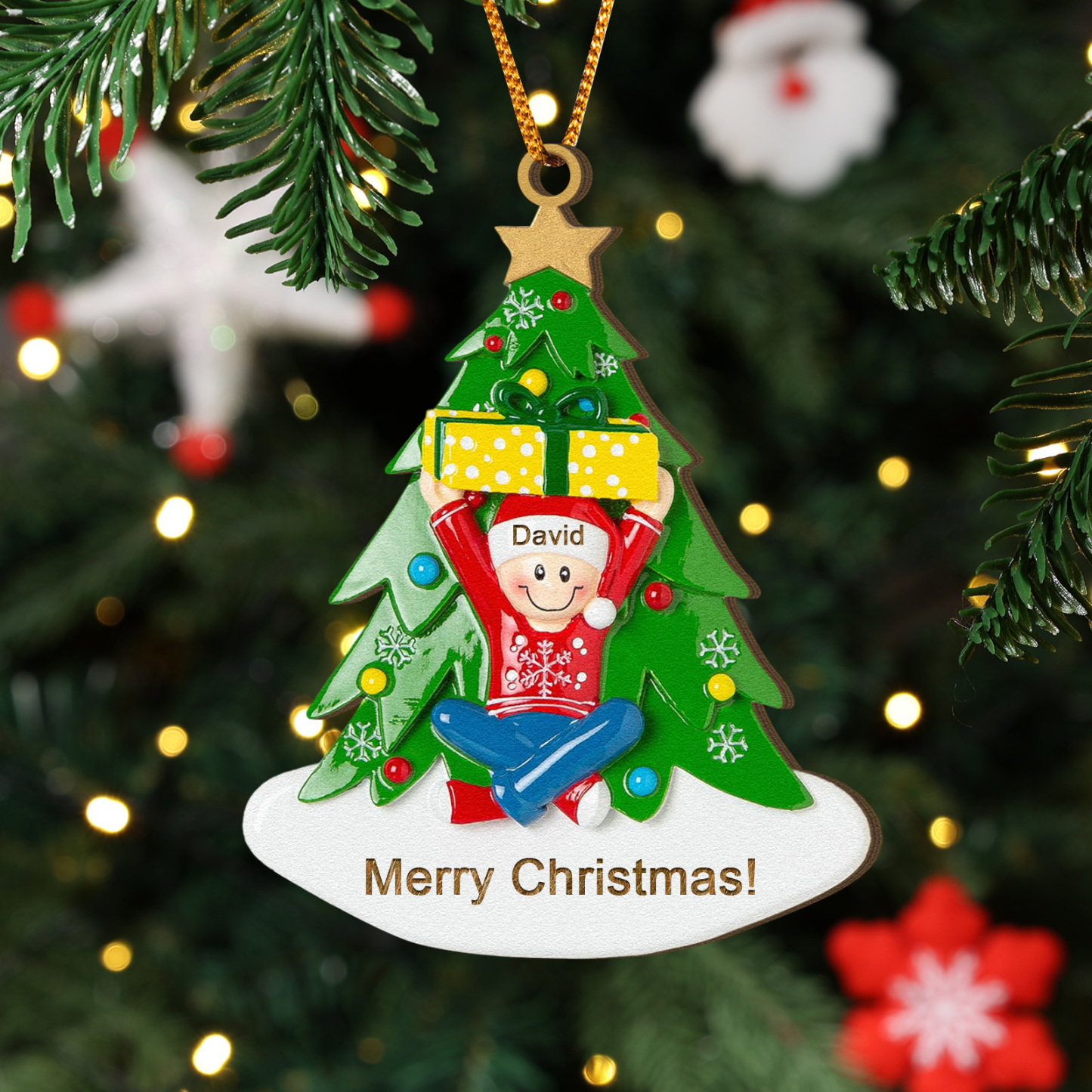 Personalised Christmas Ornament Custom 1-4 Names Family Christmas Tree Decoration Christmas Gift for Family | Jessemade