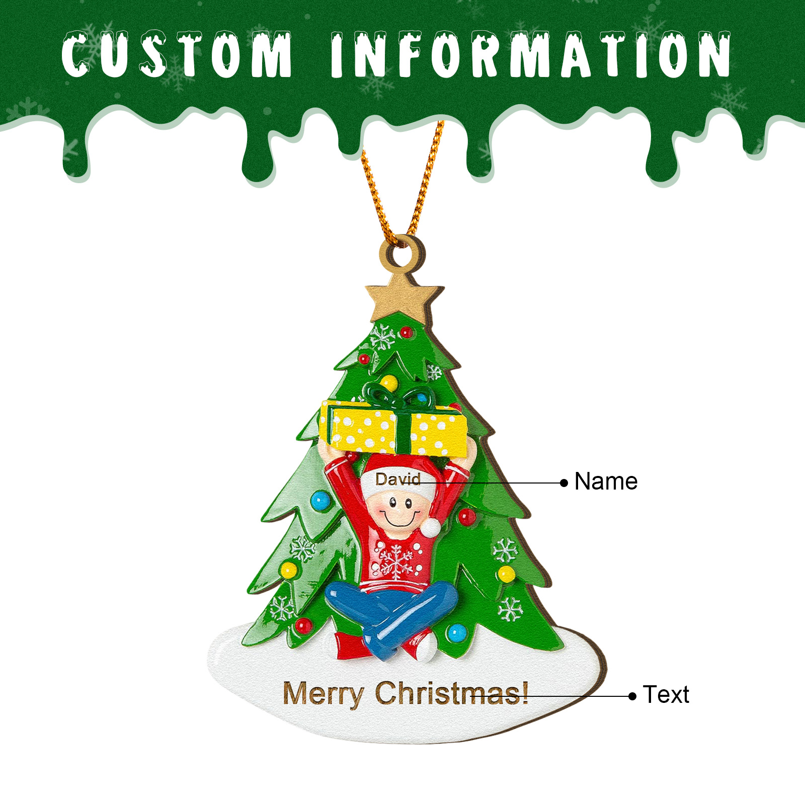 Personalised Christmas Ornament Custom 1-4 Names Family Christmas Tree Decoration Christmas Gift for Family | Jessemade