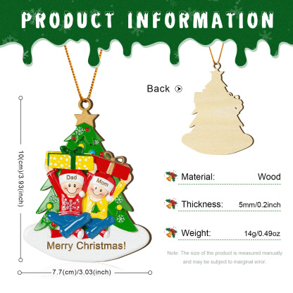 Personalised Christmas Ornament Custom 1-4 Names Family Christmas Tree Decoration Christmas Gift for Family | Jessemade