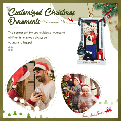 Personalized Wooden Family Christmas Ornament – Custom 2-6 Names, 1 Text & Date Christmas Gift for Family | Jessemade