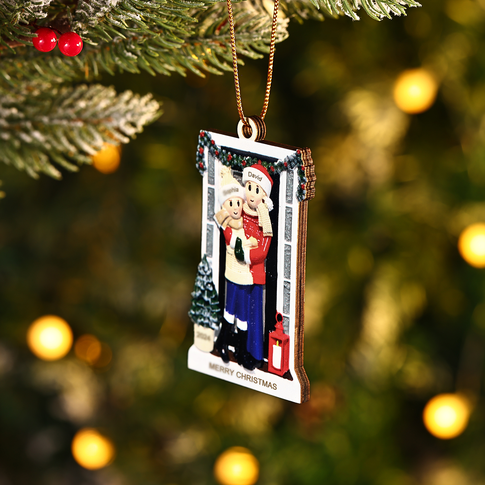 Personalized Wooden Family Christmas Ornament – Custom 2-6 Names, 1 Text & Date Christmas Gift for Family | Jessemade