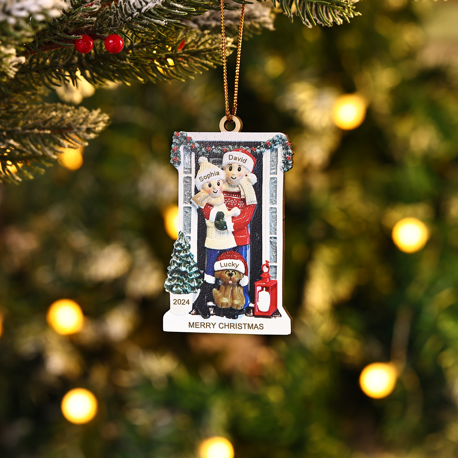 Personalized Wooden Family Christmas Ornament – Custom 2-6 Names, 1 Text & Date Christmas Gift for Family | Jessemade