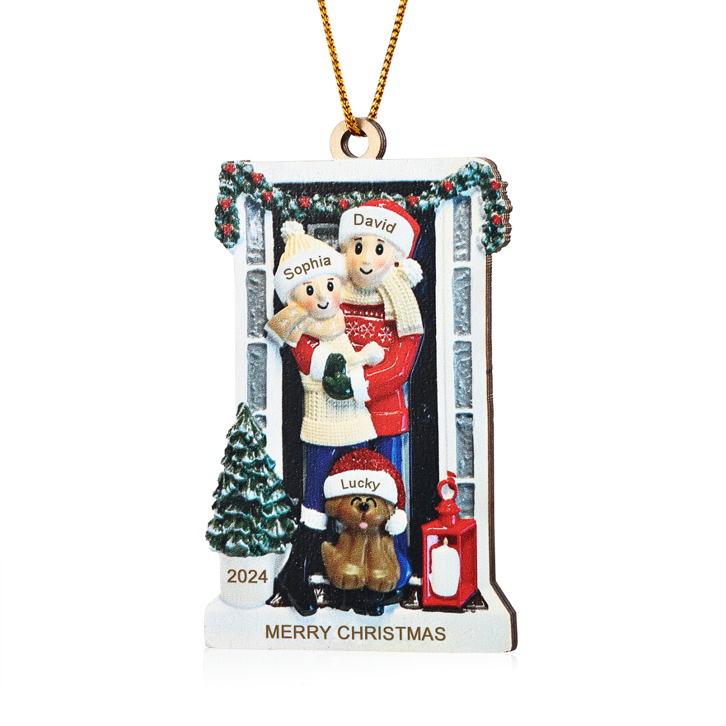 Personalized Wooden Family Christmas Ornament – Custom 2-6 Names, 1 Text & Date Christmas Gift for Family | Jessemade