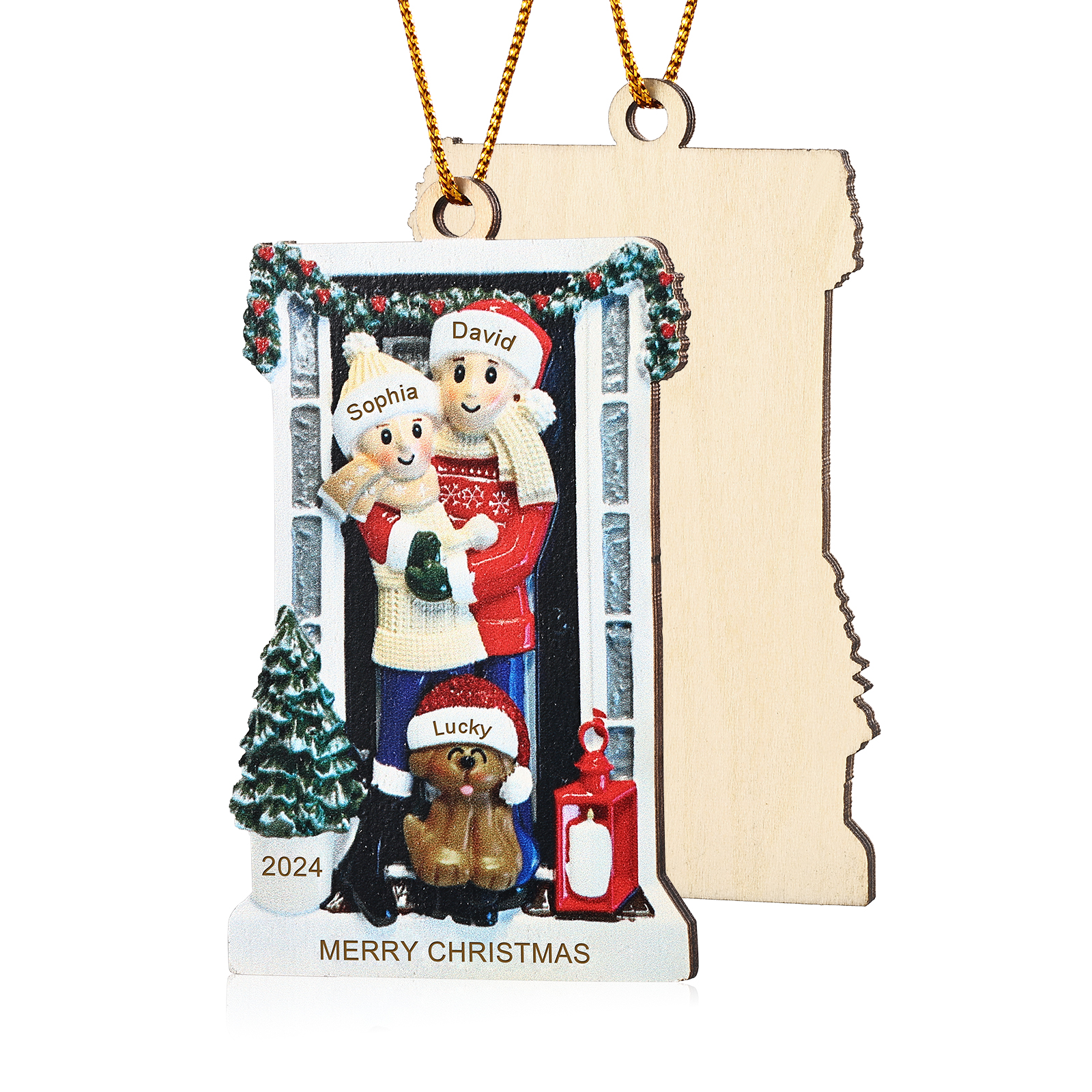 Personalized Wooden Family Christmas Ornament – Custom 2-6 Names, 1 Text & Date Christmas Gift for Family | Jessemade