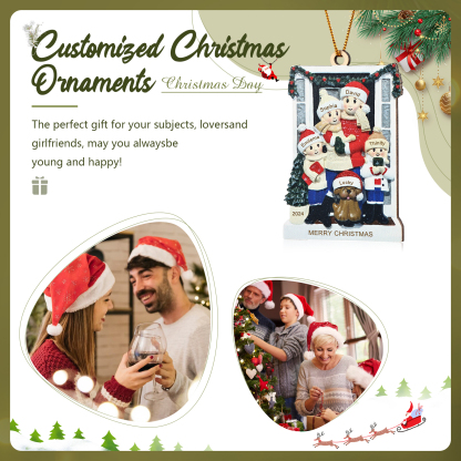 Personalized Wooden Family Christmas Ornament – Custom 2-6 Names, 1 Text & Date Christmas Gift for Family | Jessemade