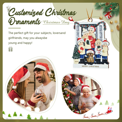 Personalized Wooden Family Christmas Ornament – Custom 2-6 Names, 1 Text & Date Christmas Gift for Family | Jessemade