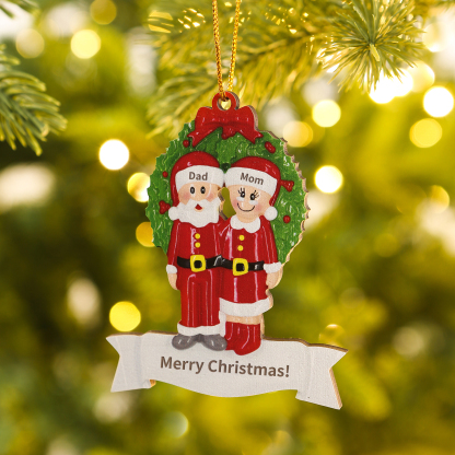 Personalized Wooden Family Christmas Tree Hanging Ornament with Custom 2-5 Names & 1 Text Christmas Gift for Family | Jessemade