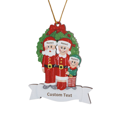 Personalized Wooden Family Christmas Tree Hanging Ornament with Custom 2-5 Names & 1 Text Christmas Gift for Family | Jessemade