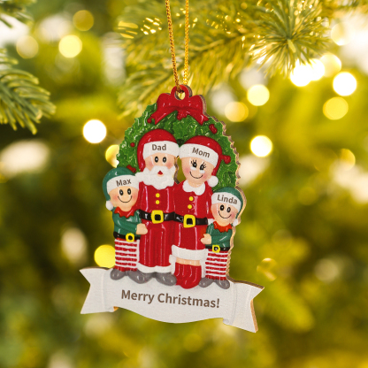 Personalized Wooden Family Christmas Tree Hanging Ornament with Custom